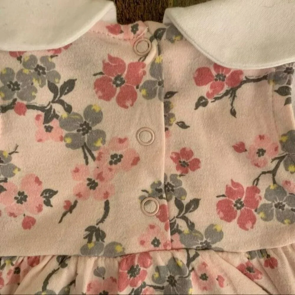 Laura Ashley Baby Girls Dress 0-3 Months Floral 100% Cotton Pink & White